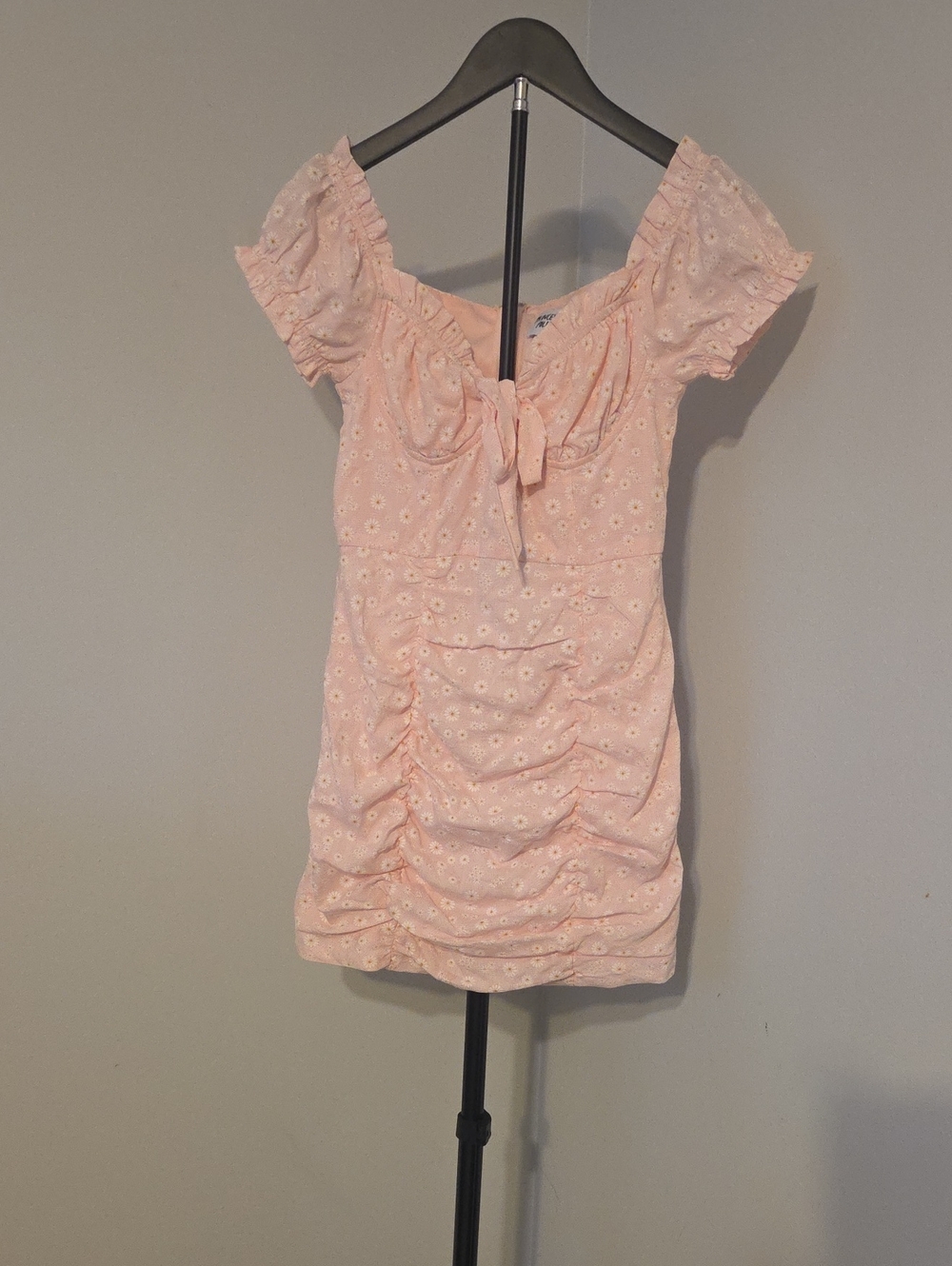 Princess Polly Pale Pink Daisy Tie-Front Mini Dress